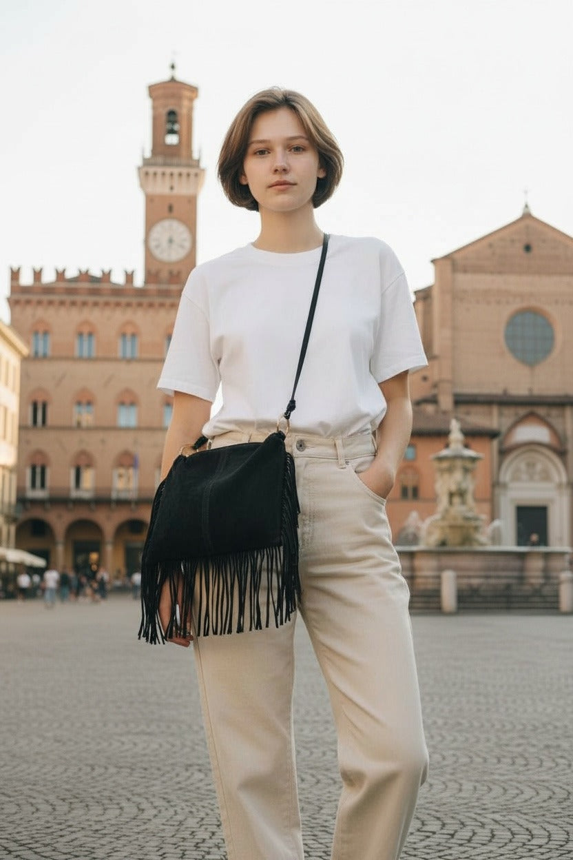 Borsa in Pelle scamosciata