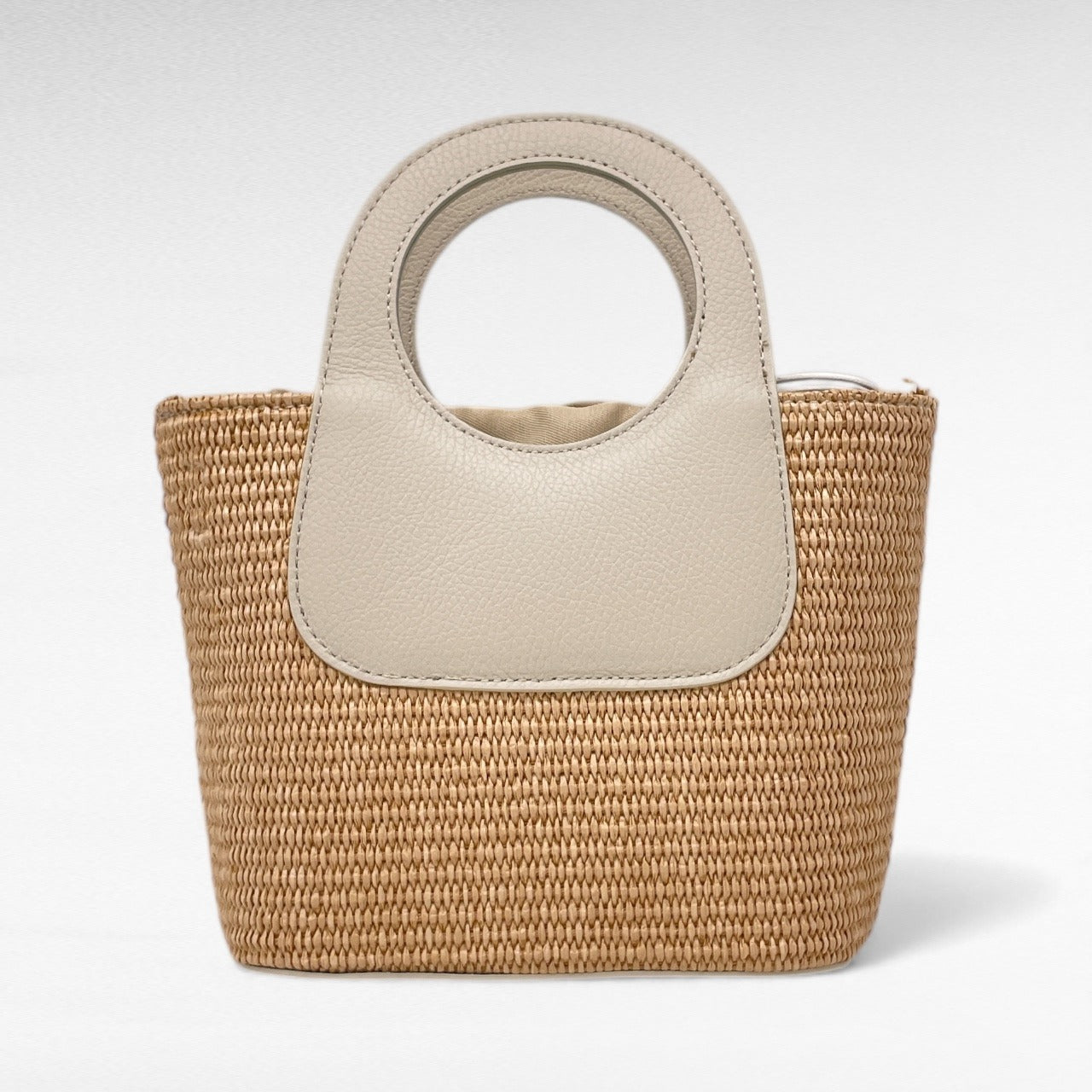 Borsa canvas in Raffia e Pelle