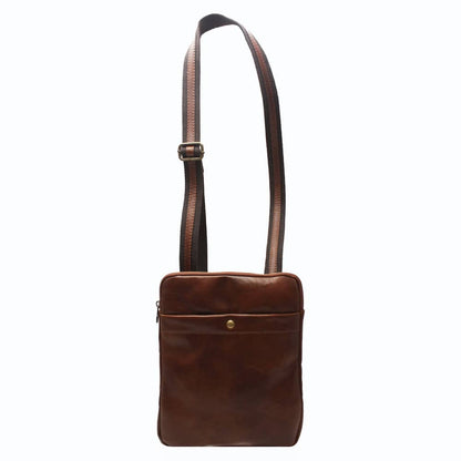 Men's Leather Shoulder Bag - Made in Italy -