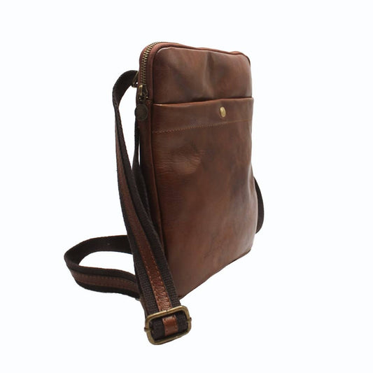Men's Leather Shoulder Bag - Made in Italy -