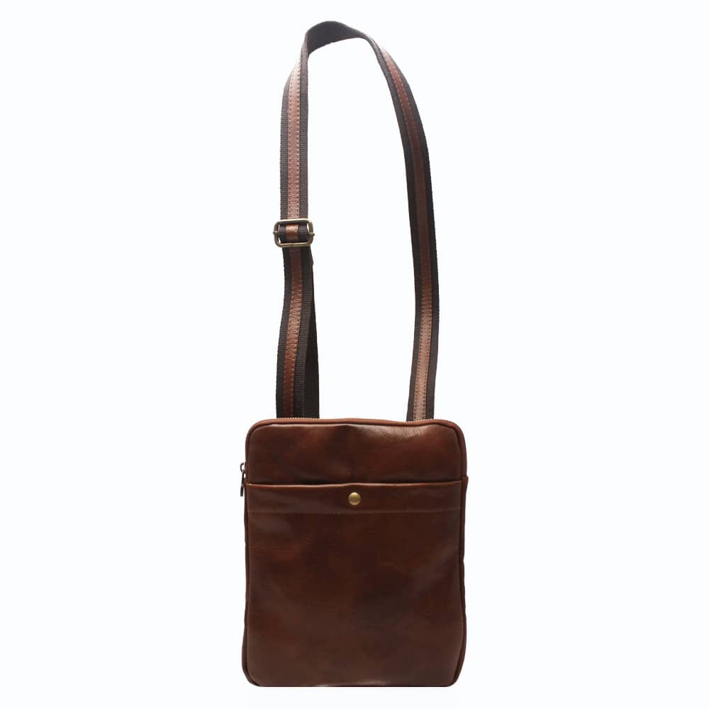 Men's Leather Shoulder Bag - Made in Italy -