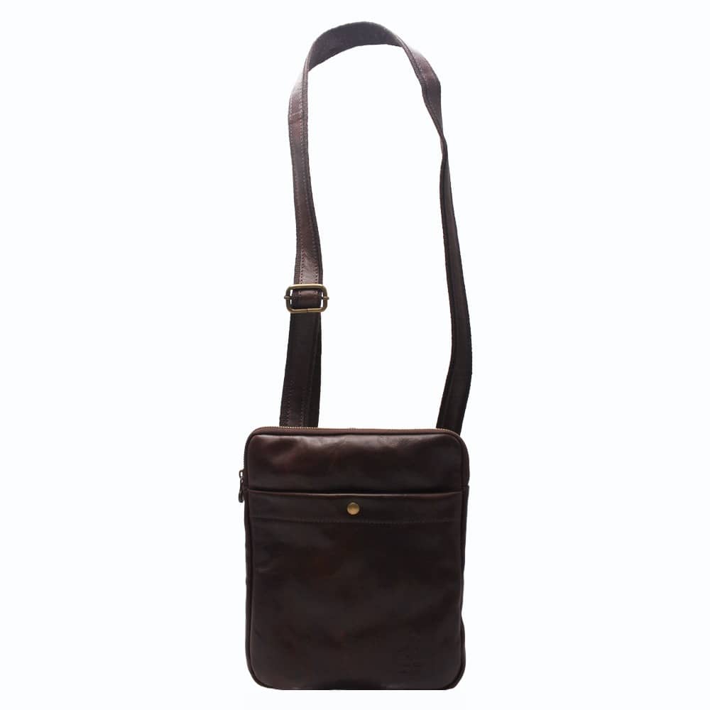 Men's Leather Shoulder Bag - Made in Italy -