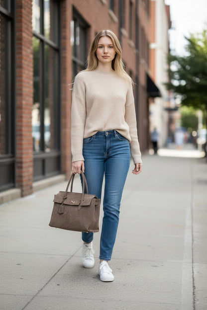 Borsa in pelle scamosciata