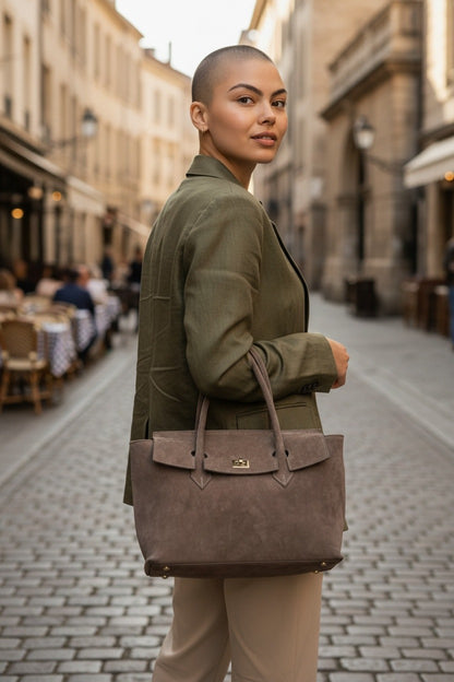 Borsa in pelle scamosciata