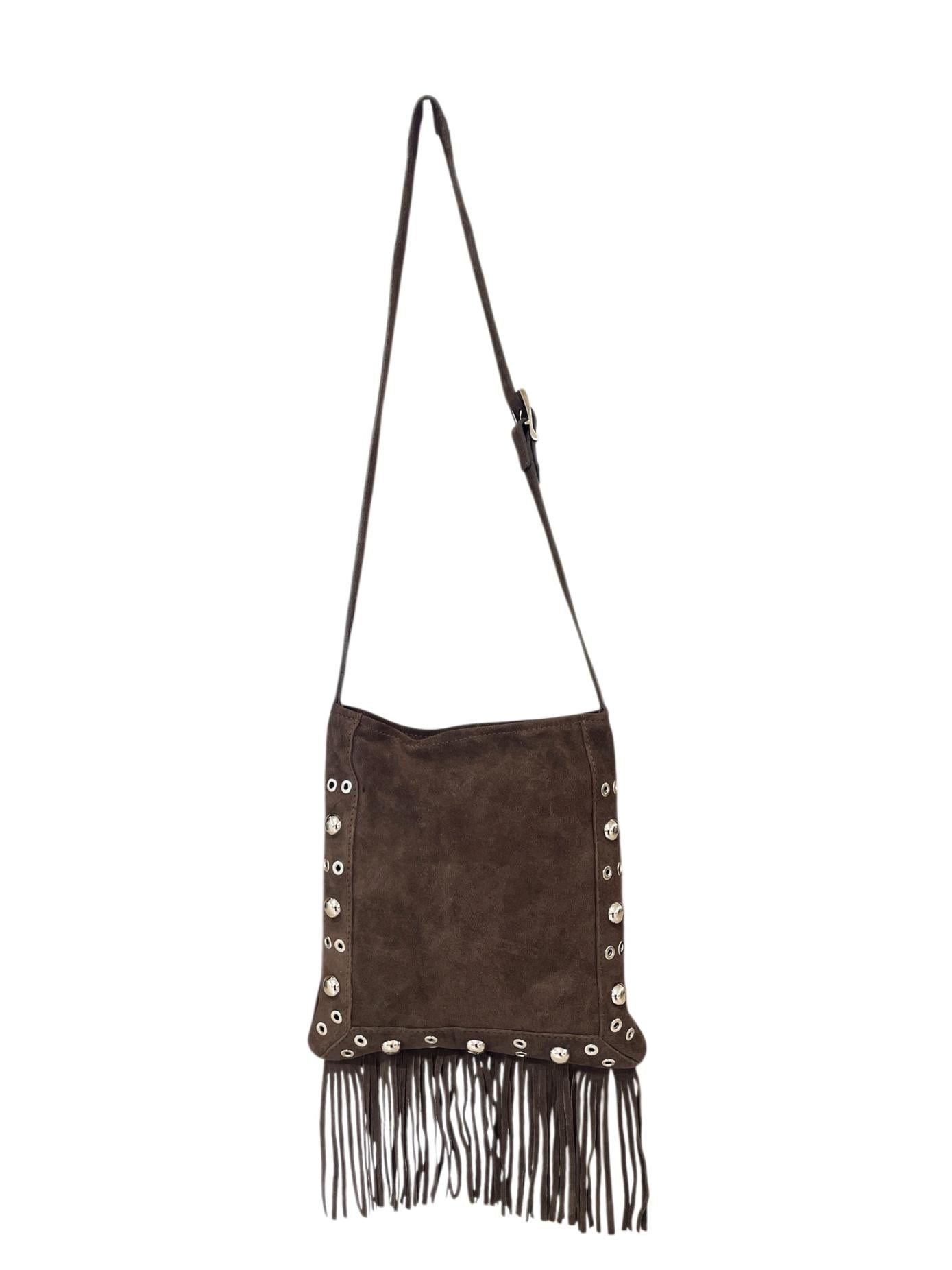 Tracolla in pelle scamosciata