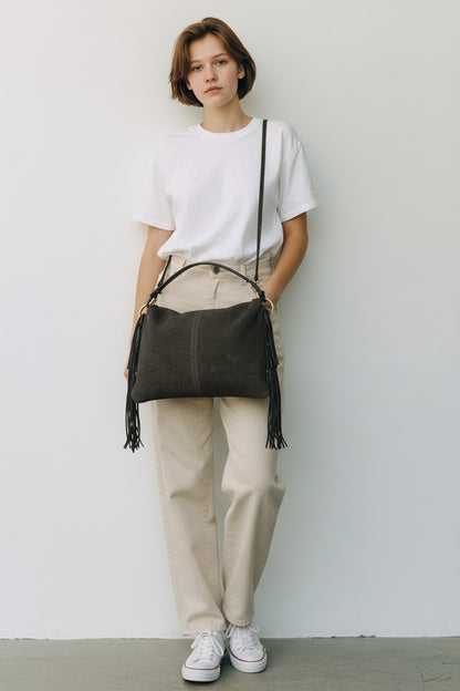 Borsa in Pelle scamosciata