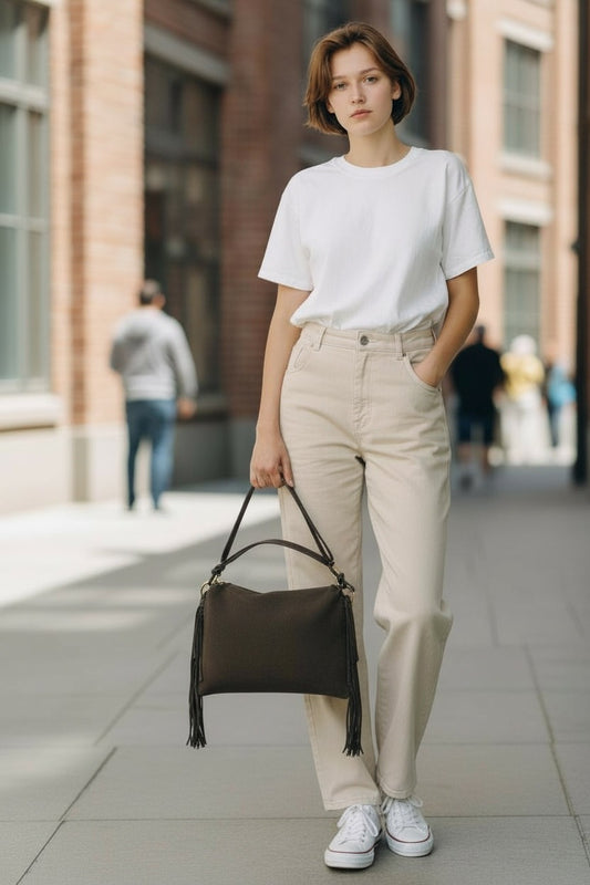 Borsa in Pelle scamosciata