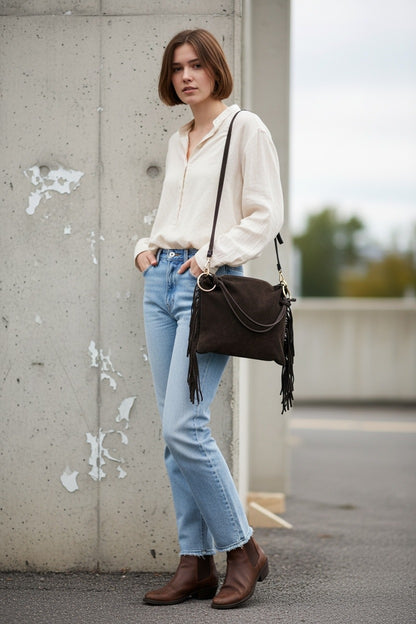 Borsa in Pelle scamosciata