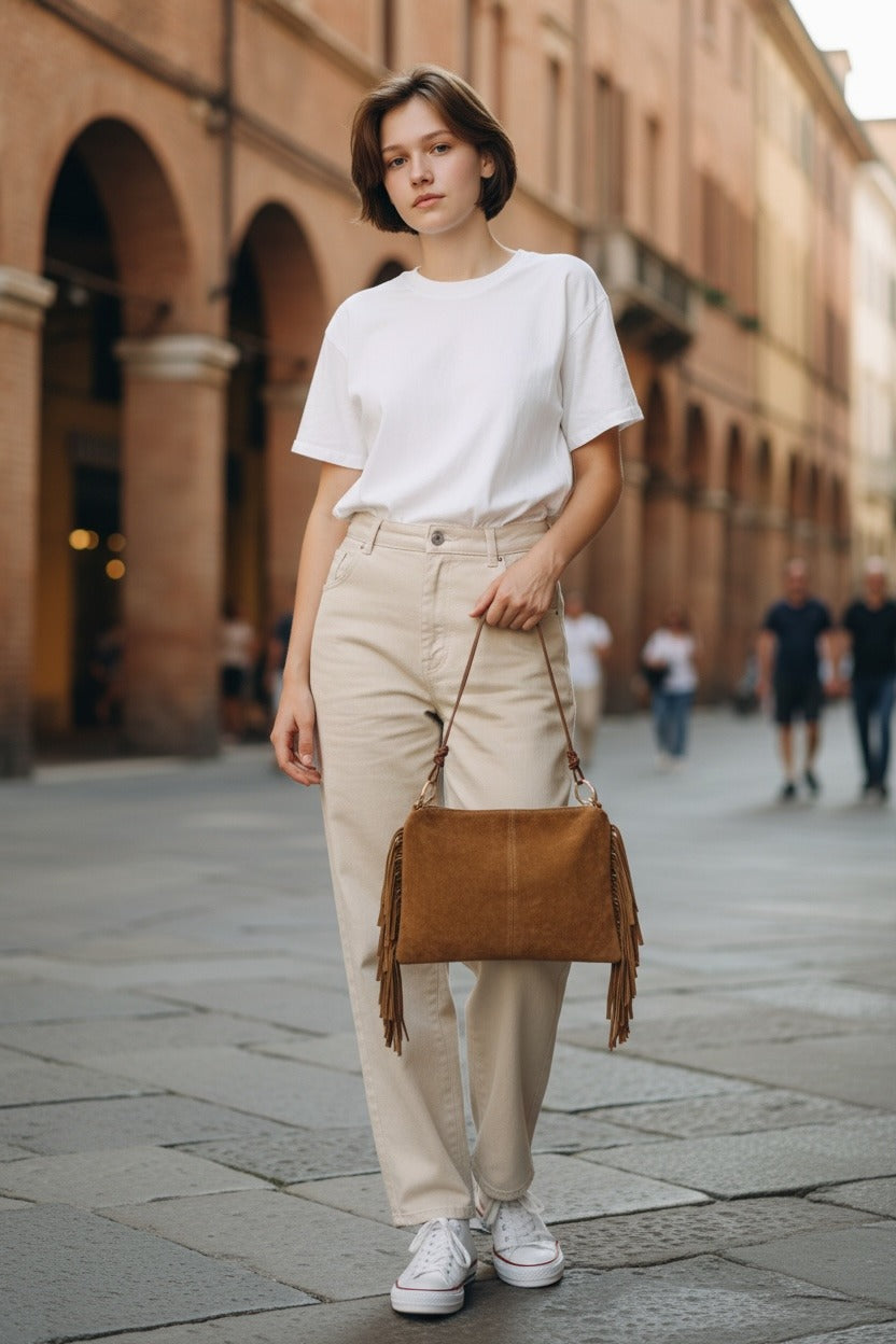 Borsa in Pelle scamosciata