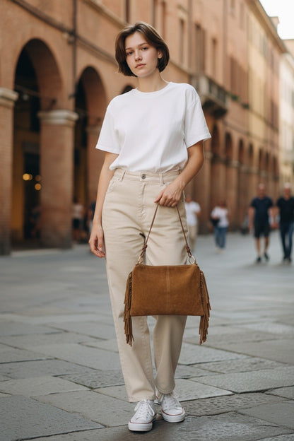 Borsa in Pelle scamosciata