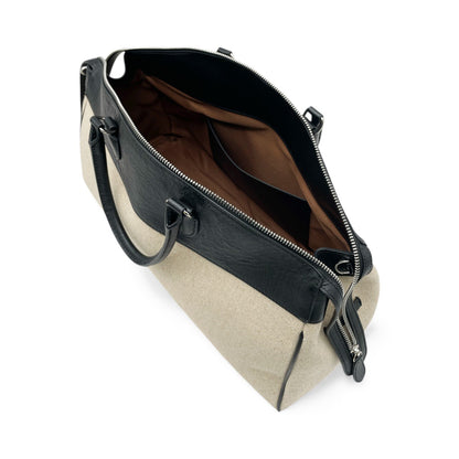 Borsa in tessuto con Pelle canvas