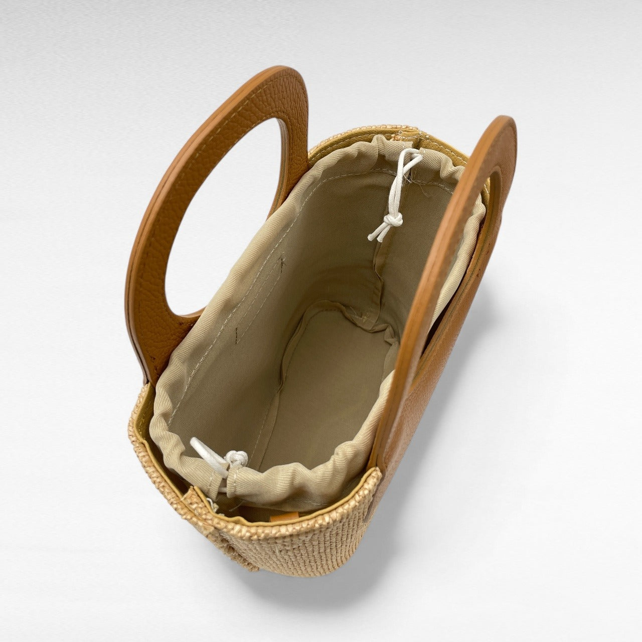 Borsa canvas in Raffia e Pelle