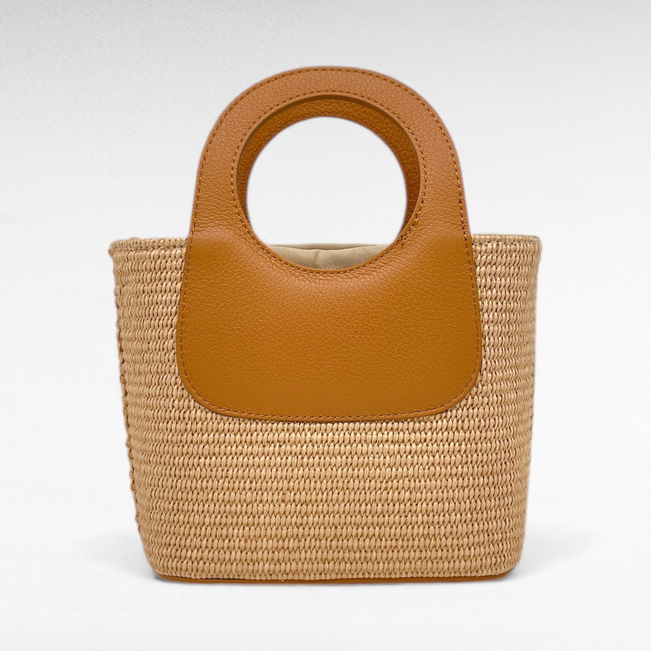 Borsa canvas in Raffia e Pelle
