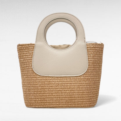 Borsa canvas in Raffia e Pelle