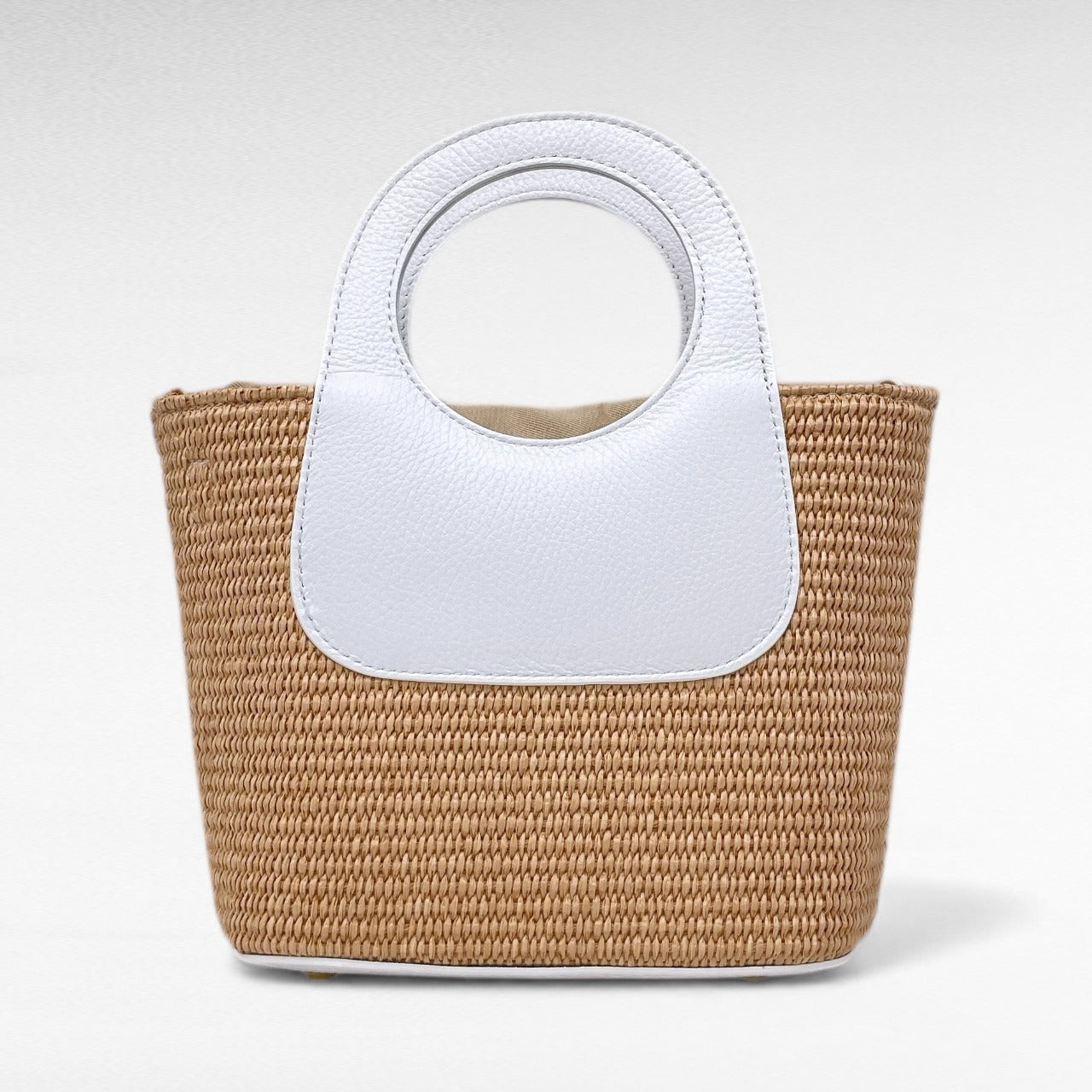 Borsa canvas in Raffia e Pelle