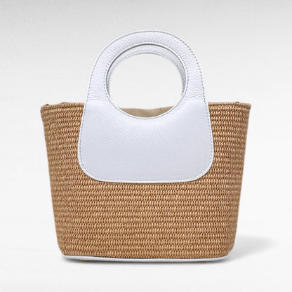 Borsa canvas in Raffia e Pelle