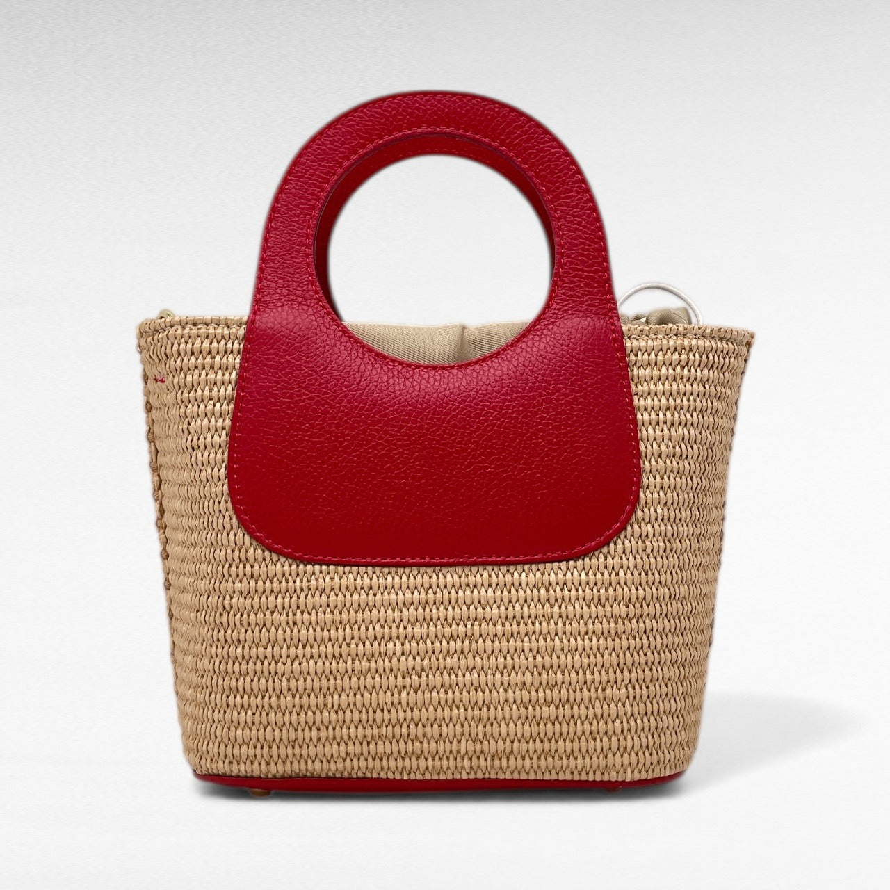 Borsa canvas in Raffia e Pelle