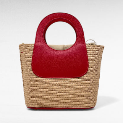 Borsa canvas in Raffia e Pelle