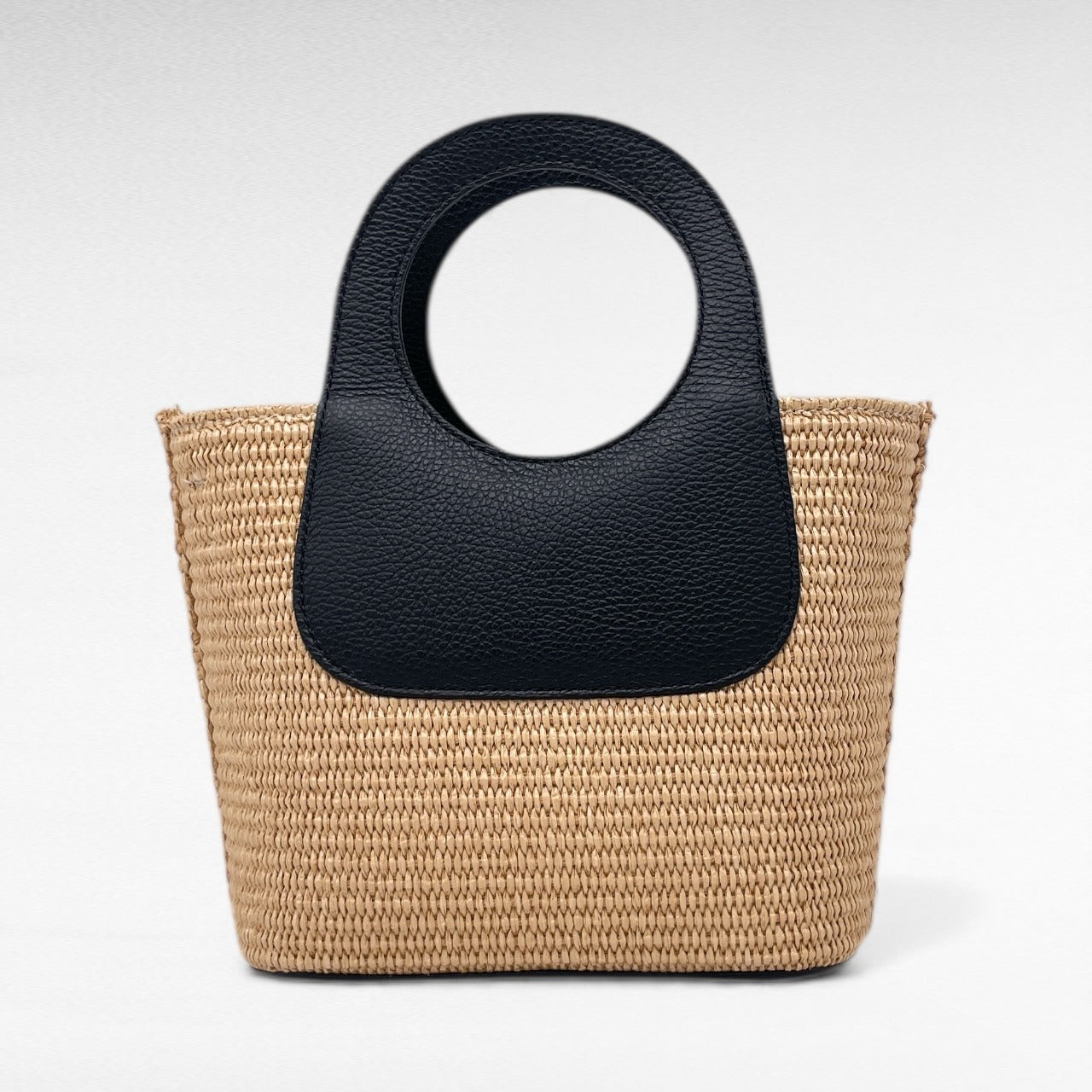 Borsa canvas in Raffia e Pelle